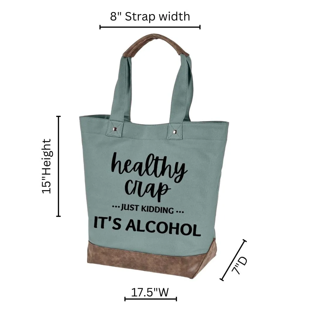 tote bag for women, canvas, grocery, beach, reusable, all occasion tote bag "Healthy crap" (One Size, Prickly pear cactus)