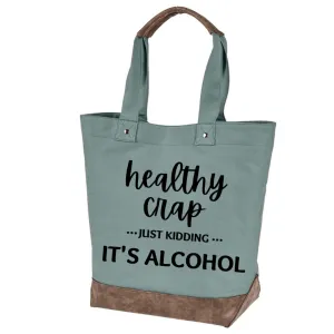 tote bag for women, canvas, grocery, beach, reusable, all occasion tote bag "Healthy crap" (One Size, Prickly pear cactus)
