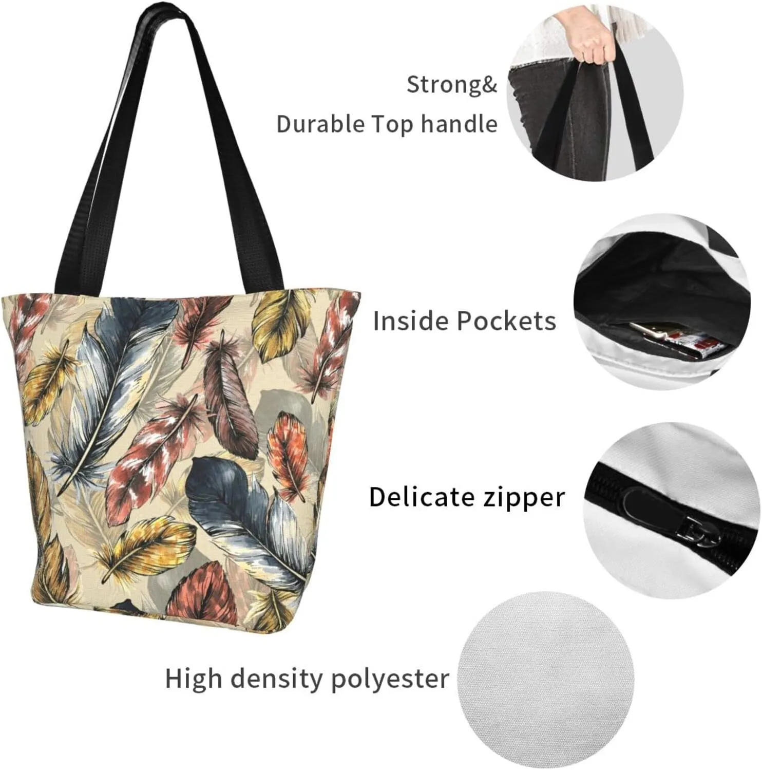 Tote Bag For Women Shoulder Bags Casual Shopping Cloth Reusable Handbags Heavy Duty For Beach Groceries Books Gym Work Travel