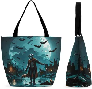 Tote Bag for Women Shoulder Tote Purse Reusable Grocery Bag Zombies Walk Towards Abandoned Castles Aesthetic Shopping Bags