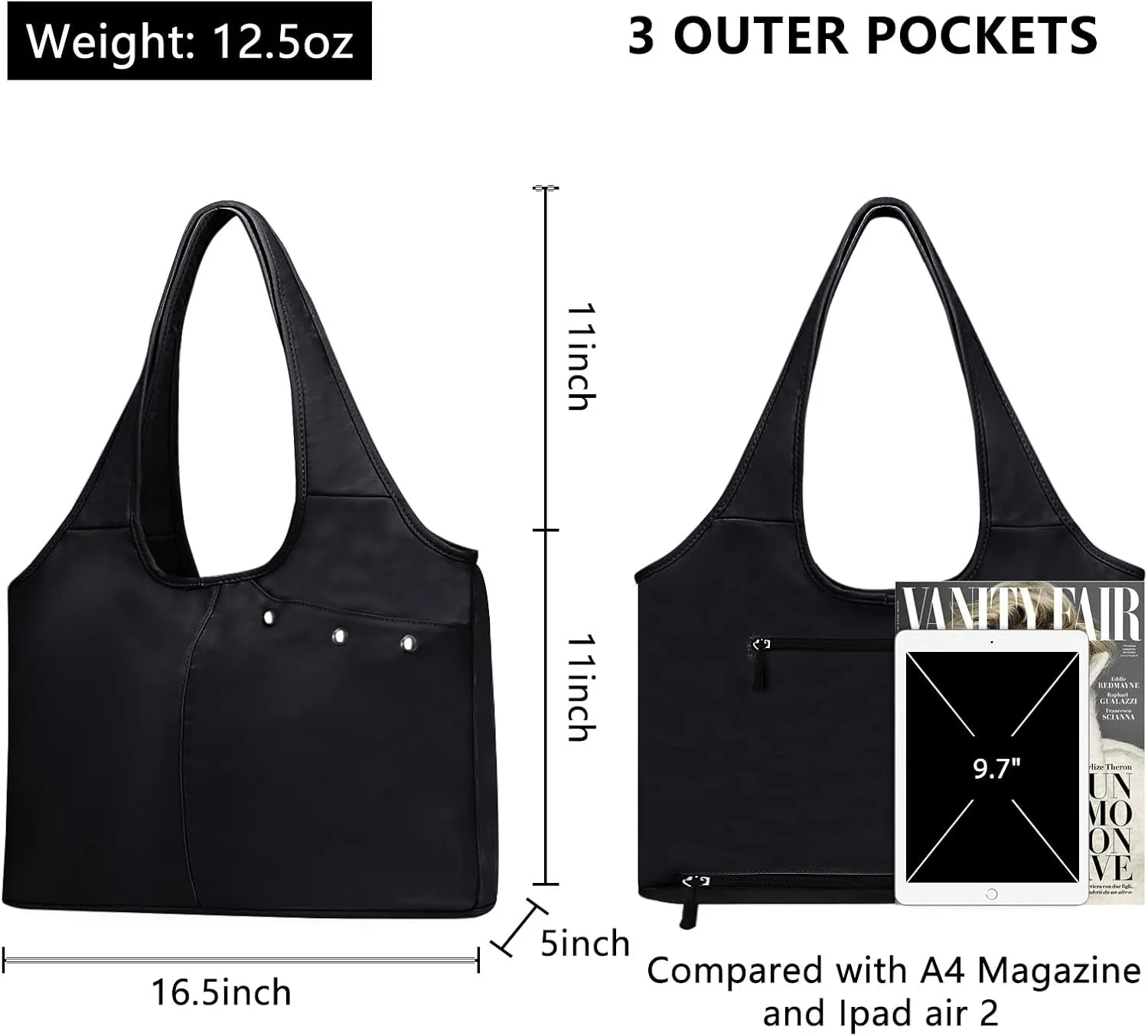 Tote Bag for Women with Wet Umbrella Compartment 13.3” Laptop Sleeve Zipper Shoulder Purse for Work/Shopping/Nursing