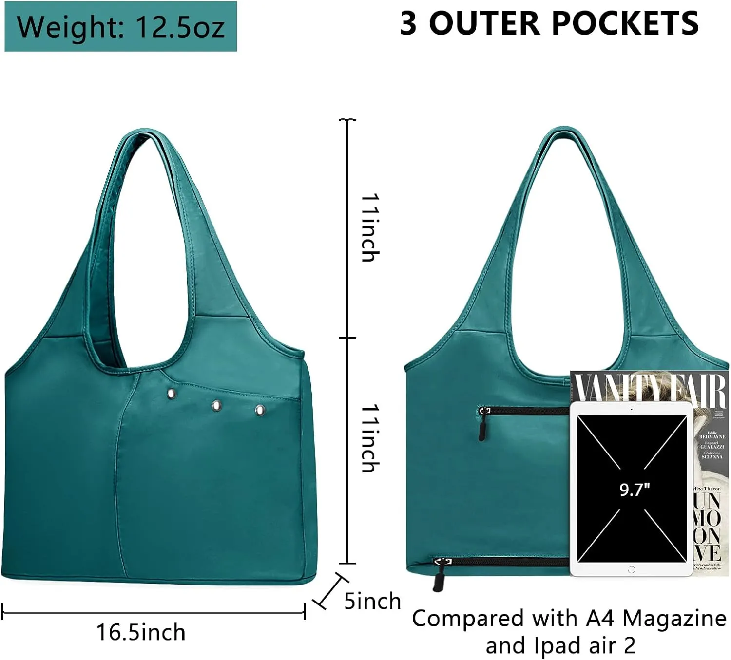 Tote Bag for Women with Wet Umbrella Compartment 13.3” Laptop Sleeve Zipper Shoulder Purse for Work/Shopping/Nursing