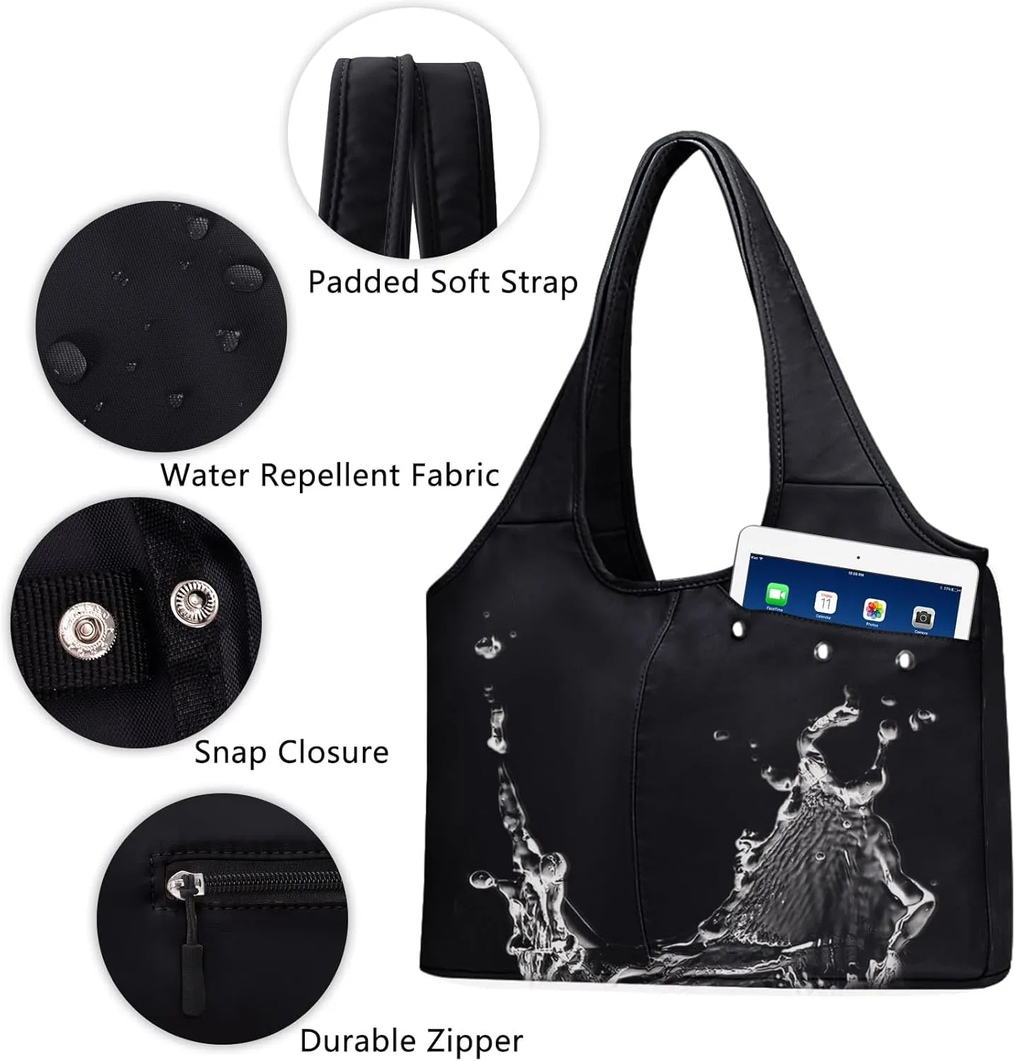 Tote Bag for Women with Wet Umbrella Compartment 13.3” Laptop Sleeve Zipper Shoulder Purse for Work/Shopping/Nursing