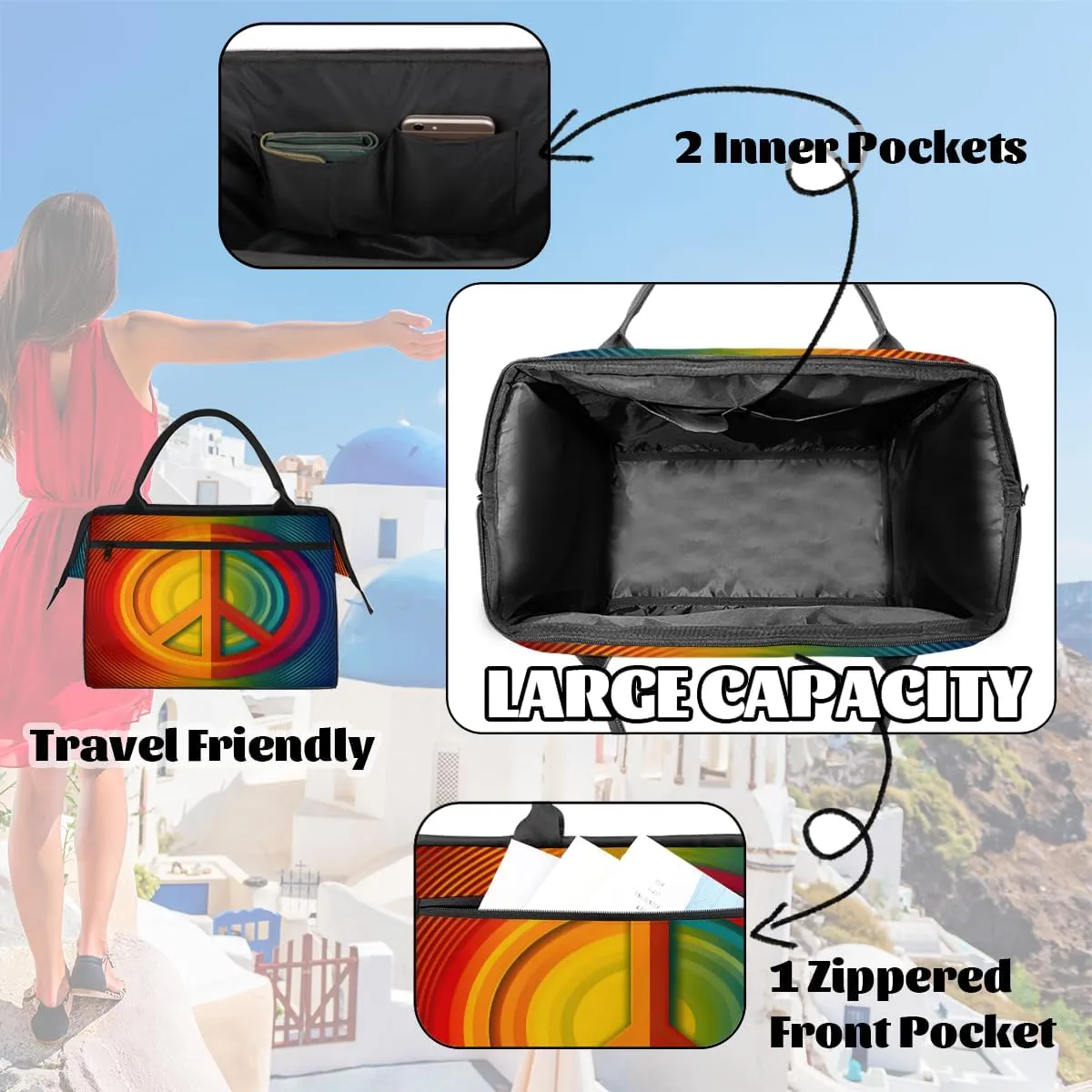 Tote Bag for Women with Zipper, Lightweight Travel Tote Bag Large Shoulder Bag Handbag for Work, Gym
