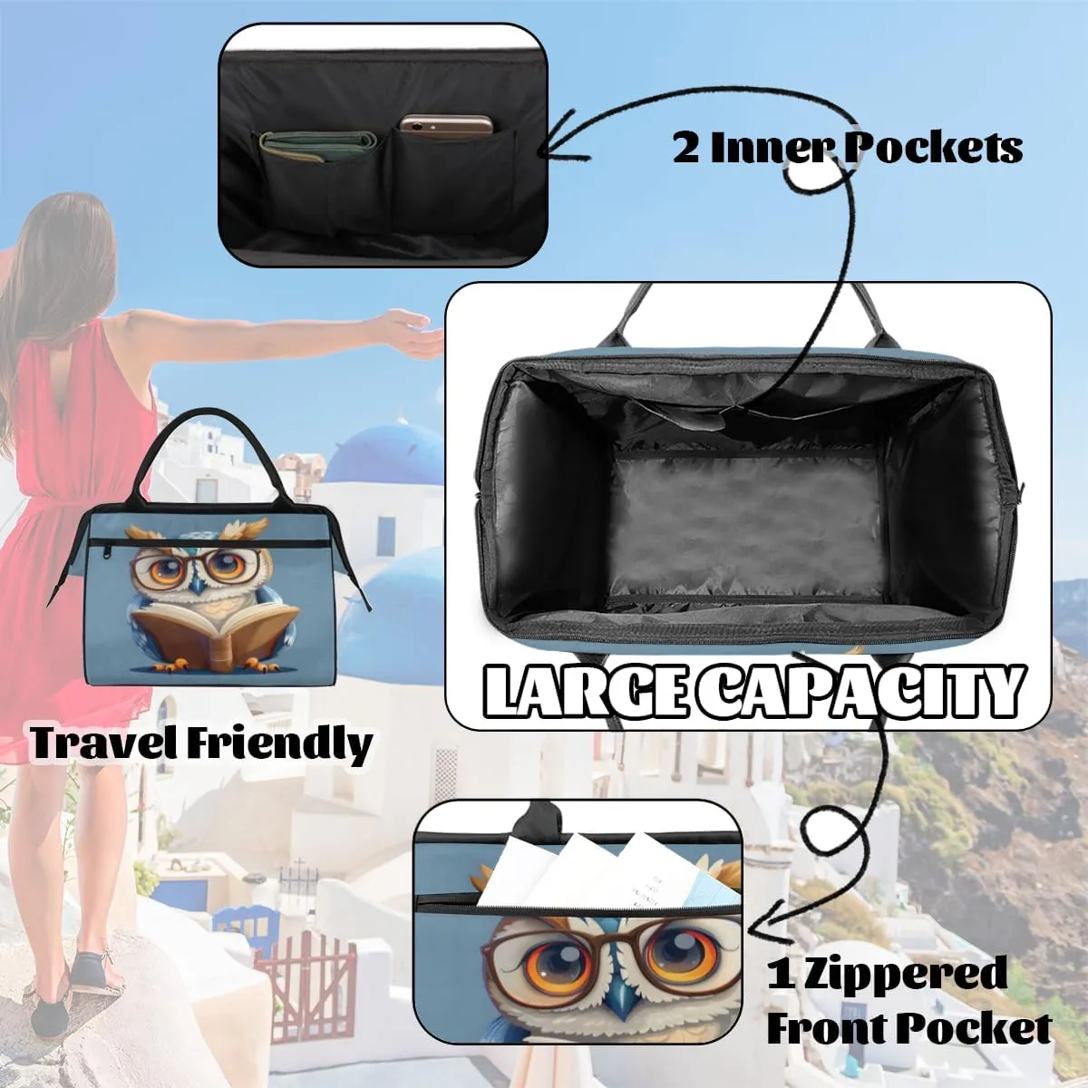Tote Bag for Women with Zipper, Lightweight Travel Tote Bag Large Shoulder Bag Handbag for Work, Gym