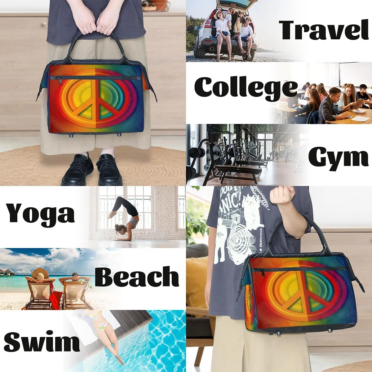 Tote Bag for Women with Zipper, Lightweight Travel Tote Bag Large Shoulder Bag Handbag for Work, Gym