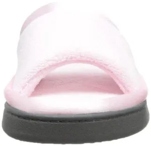 Totes isotoner Women's Microterry Slide Slipper with Satin Trim, Peony, 6.5/7