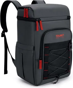 TOURIT Backpack Cooler Insulated Leak Proof 30 Can, 2 Thick Insulated Compartments Thermal Bag, Waterproof Lightweight Beach Travel Camping