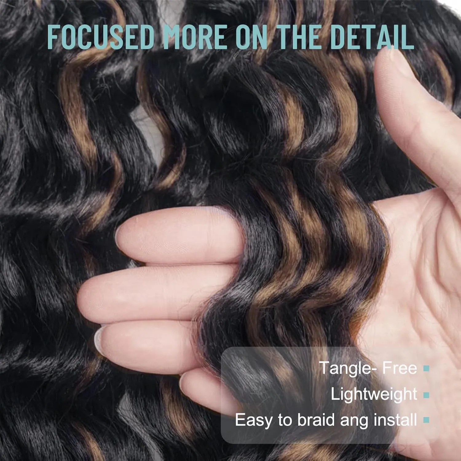 ToyoTree Ocean Wave Crochet Hair - 12 Inch 8 Packs Brown Highlight Mid-Length Curly Deep Wave Crochet Hair, Synthetic Ocean Wave Braiding Hair Extensions (12 Inch,P4/30-8P)