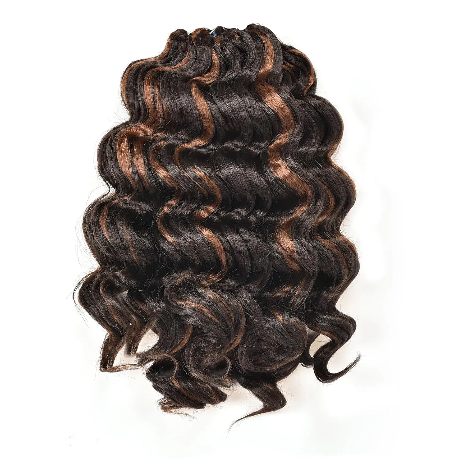 ToyoTree Ocean Wave Crochet Hair - 12 Inch 8 Packs Brown Highlight Mid-Length Curly Deep Wave Crochet Hair, Synthetic Ocean Wave Braiding Hair Extensions (12 Inch,P4/30-8P)