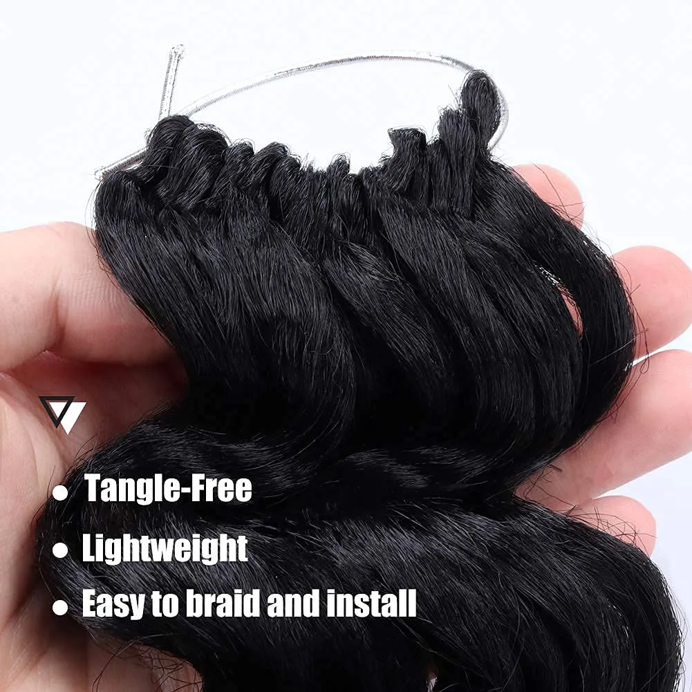 ToyoTree Ocean Wave Crochet Hair - 12 Inch 8 Packs Jet Black Mid-Length Curly Deep Wave Crochet Hair, Synthetic Ocean Wave Braiding Hair Extensions (12 Inch,#1-8P)