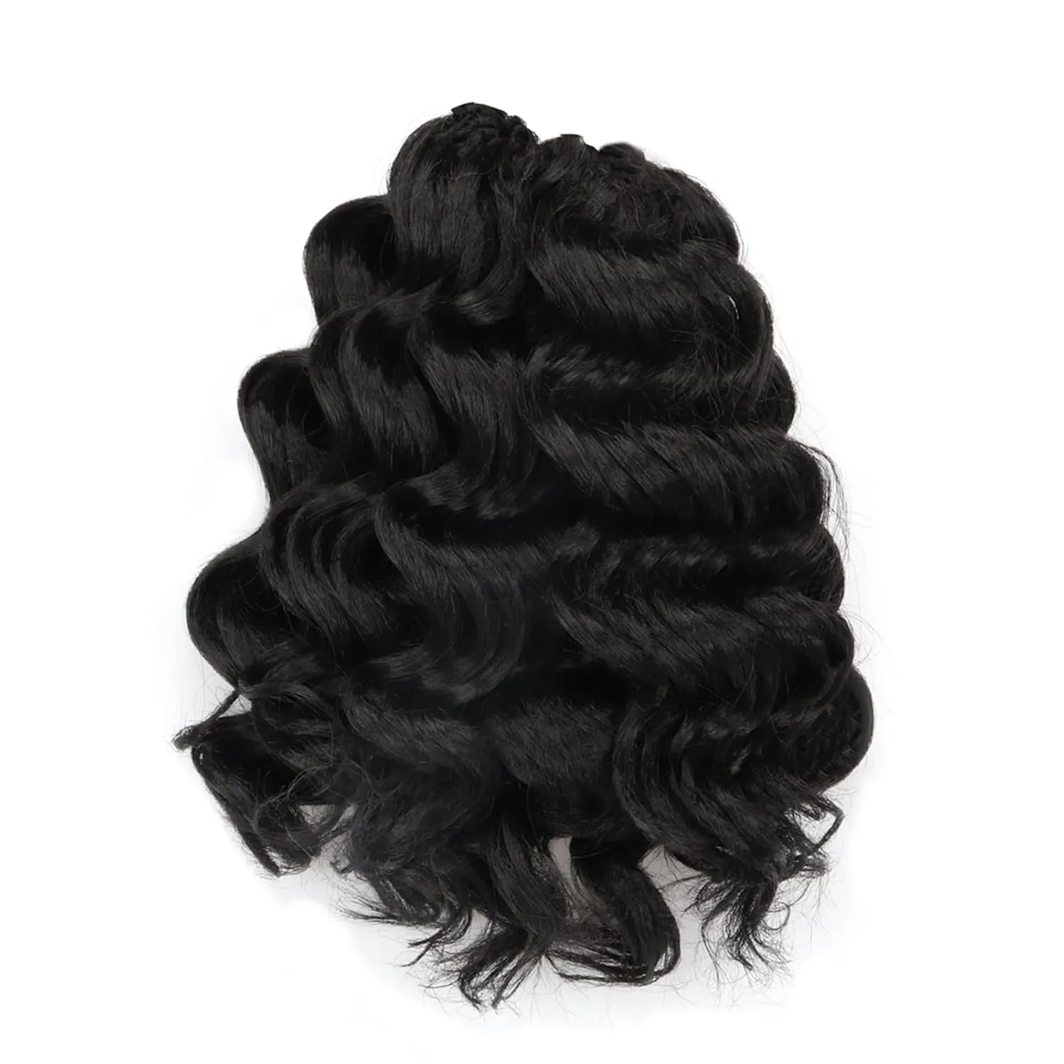 ToyoTree Ocean Wave Crochet Hair - 12 Inch 8 Packs Natural Black Mid-Length Curly Deep Wave Crochet Hair, Synthetic Ocean Wave Braiding Hair Extensions (12 Inch,1B-8P)