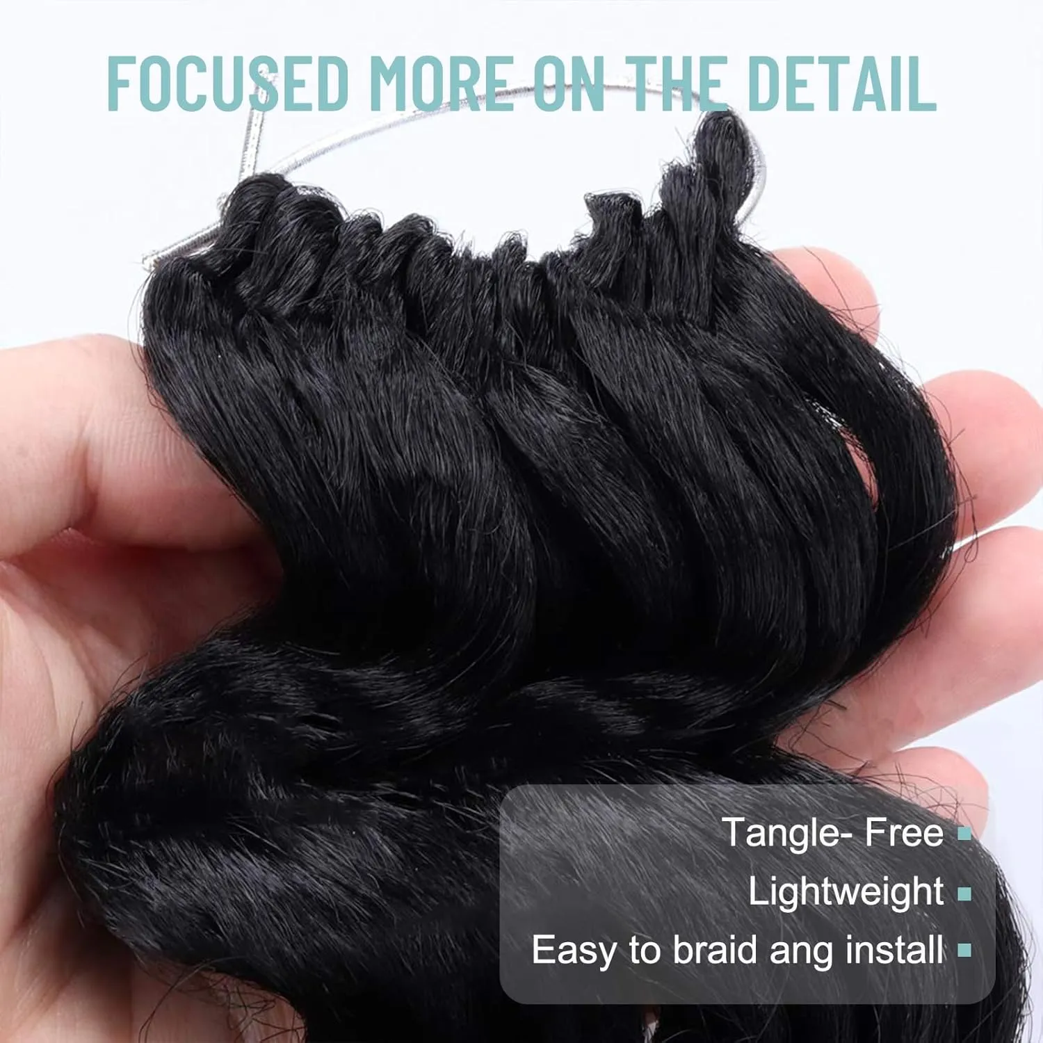 ToyoTree Ocean Wave Crochet Hair - 12 Inch 8 Packs Natural Black Mid-Length Curly Deep Wave Crochet Hair, Synthetic Ocean Wave Braiding Hair Extensions (12 Inch,1B-8P)