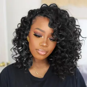 ToyoTree Ocean Wave Crochet Hair - 9 Inch 8 Packs Dark Brown Short Curly Deep Wave Crochet Hair, Synthetic Ocean Wave Braiding Hair Extensions (9 Inch,#2-8P)