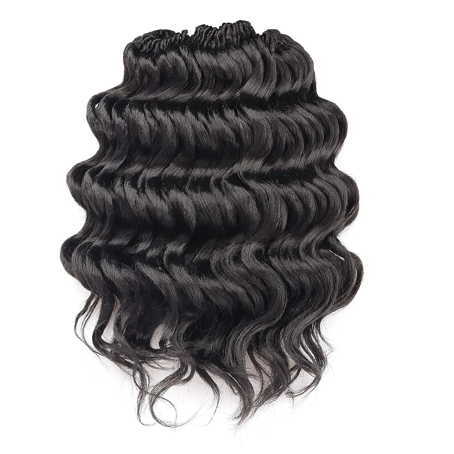 ToyoTree Ocean Wave Crochet Hair - 9 Inch 8 Packs Dark Brown Short Curly Deep Wave Crochet Hair, Synthetic Ocean Wave Braiding Hair Extensions (9 Inch,#2-8P)