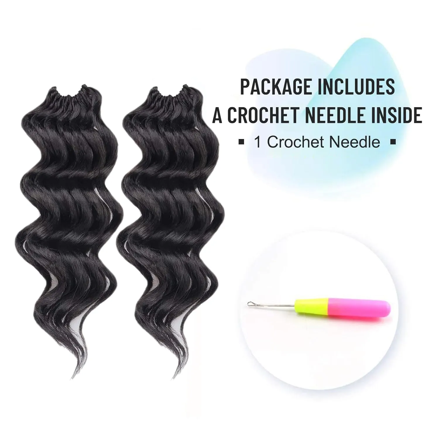 ToyoTree Ocean Wave Crochet Hair - 9 Inch 8 Packs Jet Black Short Curly Deep Wave Crochet Hair, Synthetic Ocean Wave Braiding Hair Extensions (9 Inch,#1-8P)