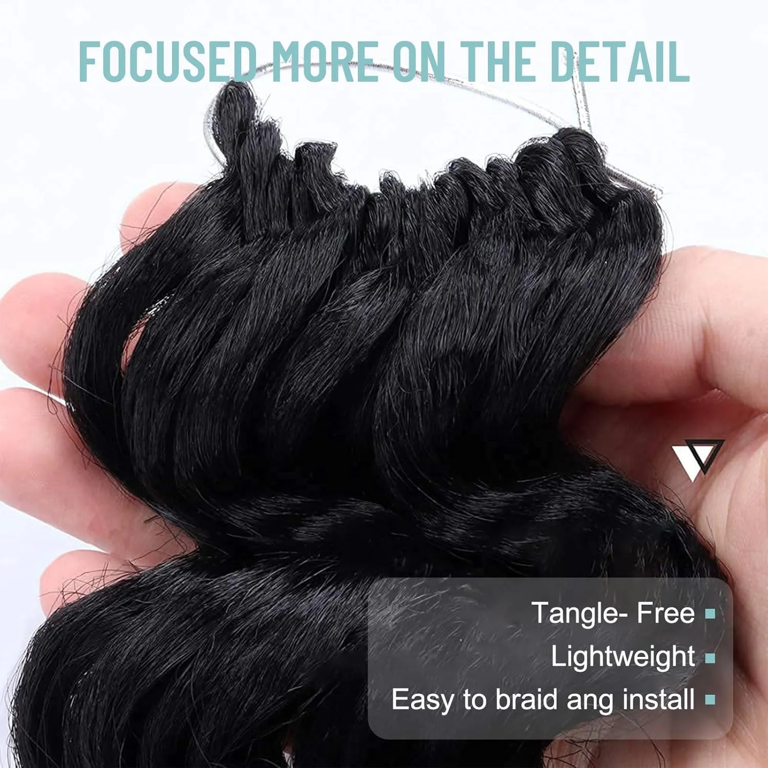 ToyoTree Ocean Wave Crochet Hair - 9 Inch 8 Packs Jet Black Short Curly Deep Wave Crochet Hair, Synthetic Ocean Wave Braiding Hair Extensions (9 Inch,#1-8P)