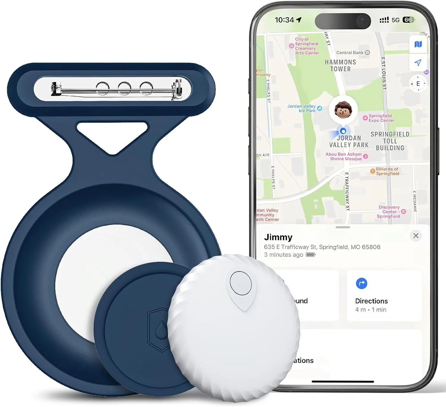 Tracker for Kids, Tracking Device for Kids with Hidden Holder with Safety Pin, No Monthly Fee, Compatible with Apple FindMy App, Bluetooth Tracker Anti-Lost, Pet Tracker for Clothes, Backpack (Blue)