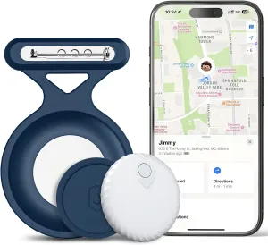 Tracker for Kids, Tracking Device for Kids with Hidden Holder with Safety Pin, No Monthly Fee, Compatible with Apple FindMy App, Bluetooth Tracker Anti-Lost, Pet Tracker for Clothes, Backpack (Blue)