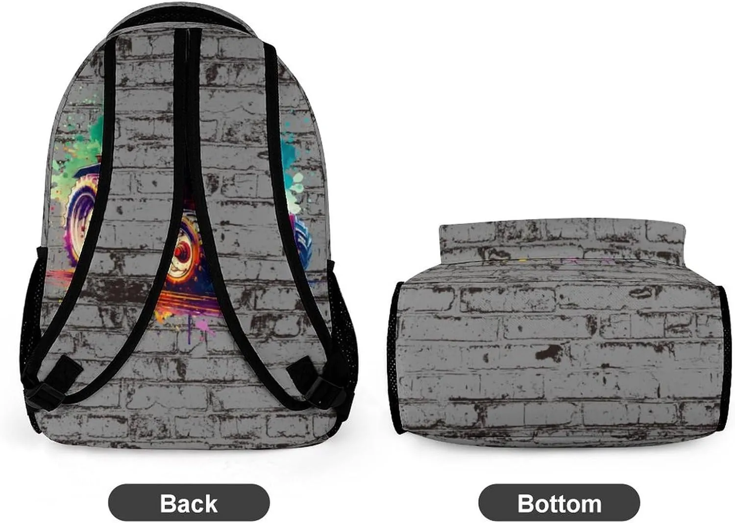 Tractor Backpack for Kids Girls Boys School, 16 Inches Cute Tractors Theme Bookbag, Adjustable, Lightweight, Large Capacity, Colorful Daily Casual Backpacks