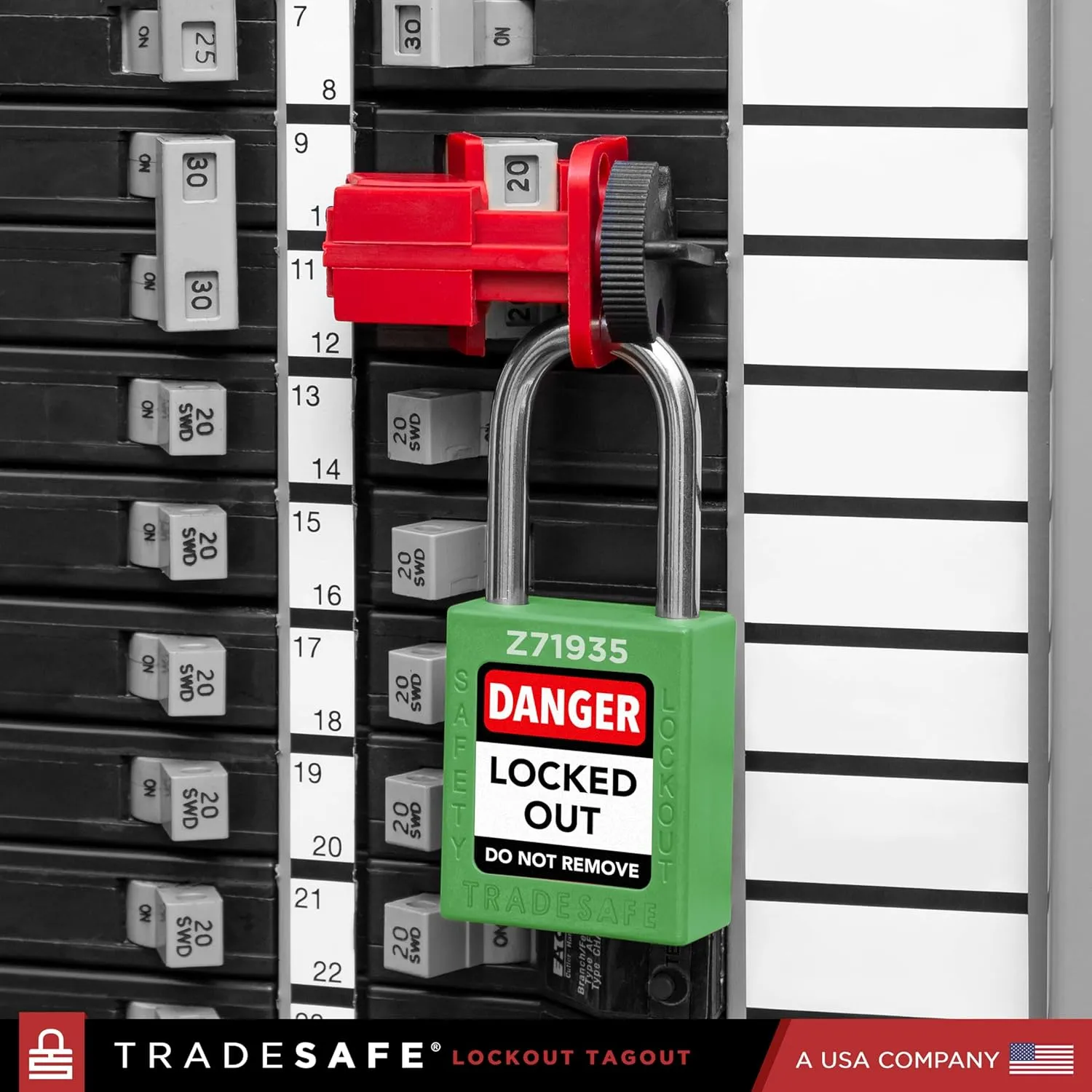 TRADESAFE Lockout Tagout Locks Set - 10 Green Keyed Alike Padlocks, 2 Keys Per Lock, OSHA Compliant Loto Locks for Lock Out Tag Out Stations, Premium Grade