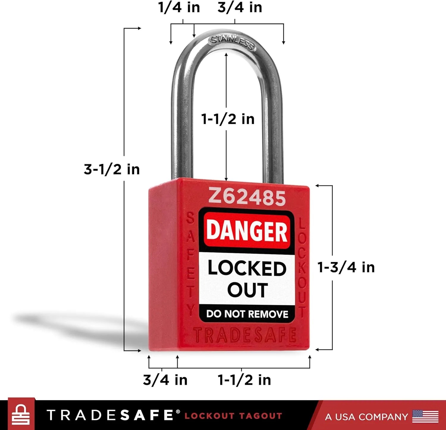 TRADESAFE Lockout Tagout Locks Set - 10 Red Keyed Alike Padlocks, 2 Keys Per Lock, OSHA Compliant Loto Locks for Lock Out Tag Out Stations, Premium Grade