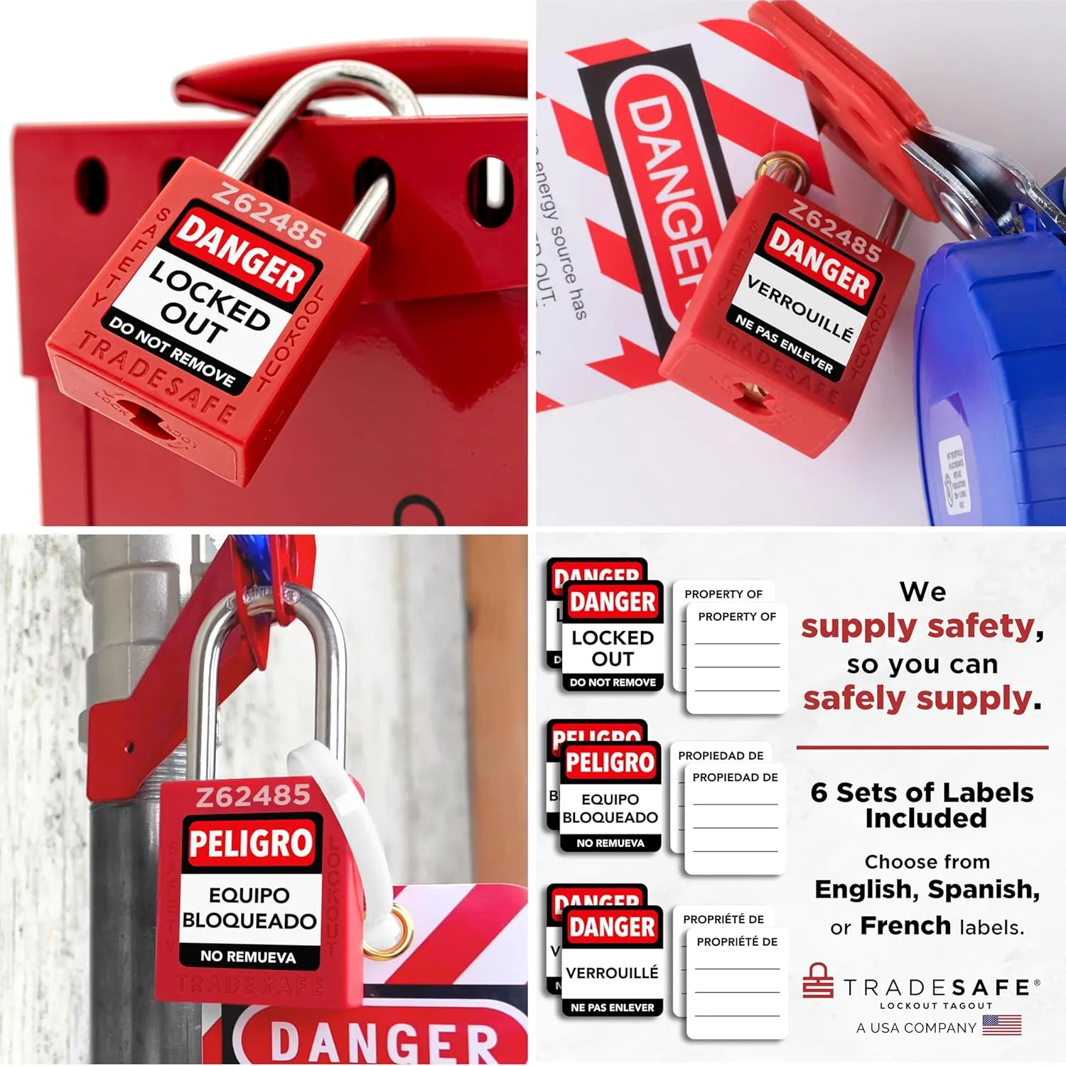 TRADESAFE Lockout Tagout Locks Set - 10 Red Keyed Alike Padlocks, 2 Keys Per Lock, OSHA Compliant Loto Locks for Lock Out Tag Out Stations, Premium Grade