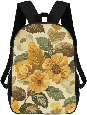Travel Backpack for Men Women Daypack Large Flowers And Leaves Laptop Backpack Computer Bag Business Work Bag for Work