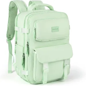 Travel Backpack For Women, 25L Waterproof Laptop Daypack for Traveling Camping, Small Carry On Flight Approved Backpacks (Green)