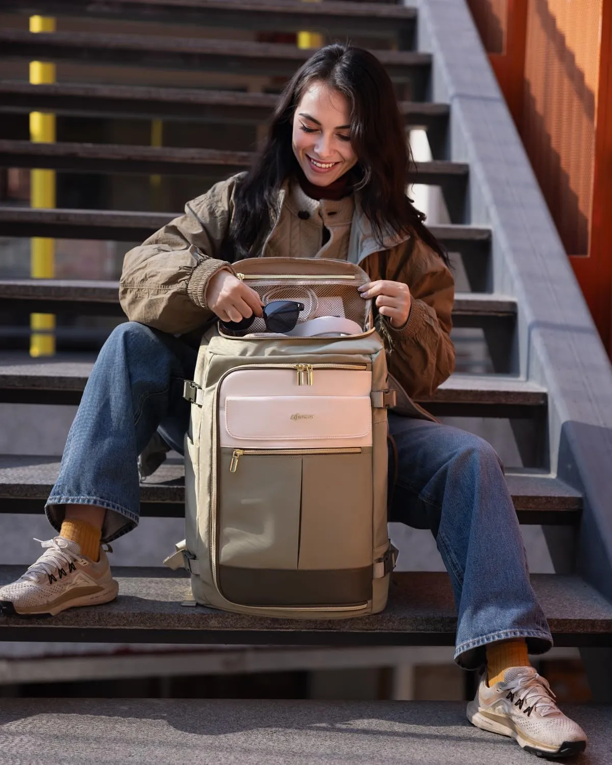 Travel Backpack for Women, 40L Carry On Backpacks Flight Approved, 18x14x8 Inches Personal Item Travel Bag, Large Backpack for Travel fits 17.3” Laptop, Waterproof Weekender Bag