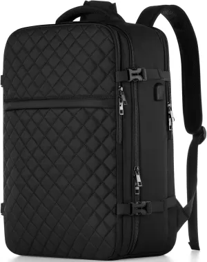 Travel Backpack for Women, Flight Approved Carry On Backpack, Large 40L Suitcase Backpacks Waterproof Luggage Bag Weekender Daypack Fit 17 Inch Laptop, Black(gun zipper)