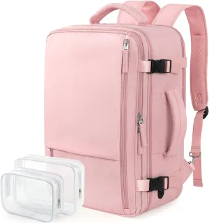Travel Backpack for Women Men, Carry On Backpacks Personal Item Bag, TSA 17 Inch Laptop Bags, Waterproof Backpack Flight Approved, Nurse Bag Casual Daypack for School, Business, College, Pink