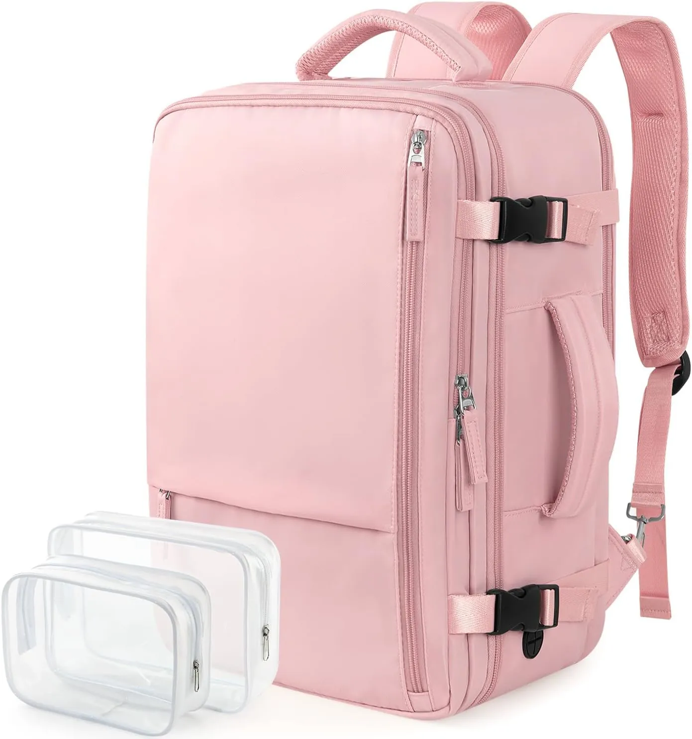Travel Backpack for Women Men, Carry On Backpacks Personal Item Bag, TSA 17 Inch Laptop Bags, Waterproof Backpack Flight Approved, Nurse Bag Casual Daypack for School, Business, College, Pink