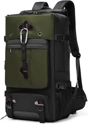 Travel Backpack Large Capacity Shoulder Bag for Outdoor Activities 60L Expandable Flight Backpack Men's Women's Hiking Waterproof Sturdy Oxford Cloth Backpacks Green