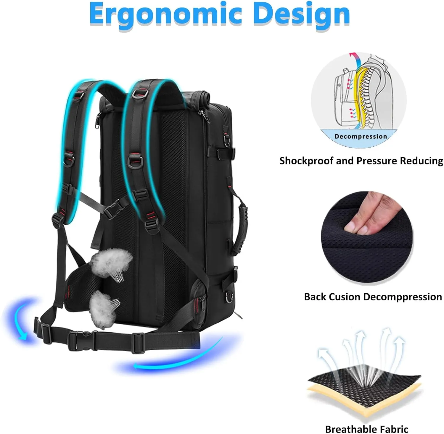 Travel Backpack Large Capacity Shoulder Bag for Outdoor Activities 60L Expandable Flight Backpack Men's Women's Hiking Waterproof Sturdy Oxford Cloth Backpacks Green