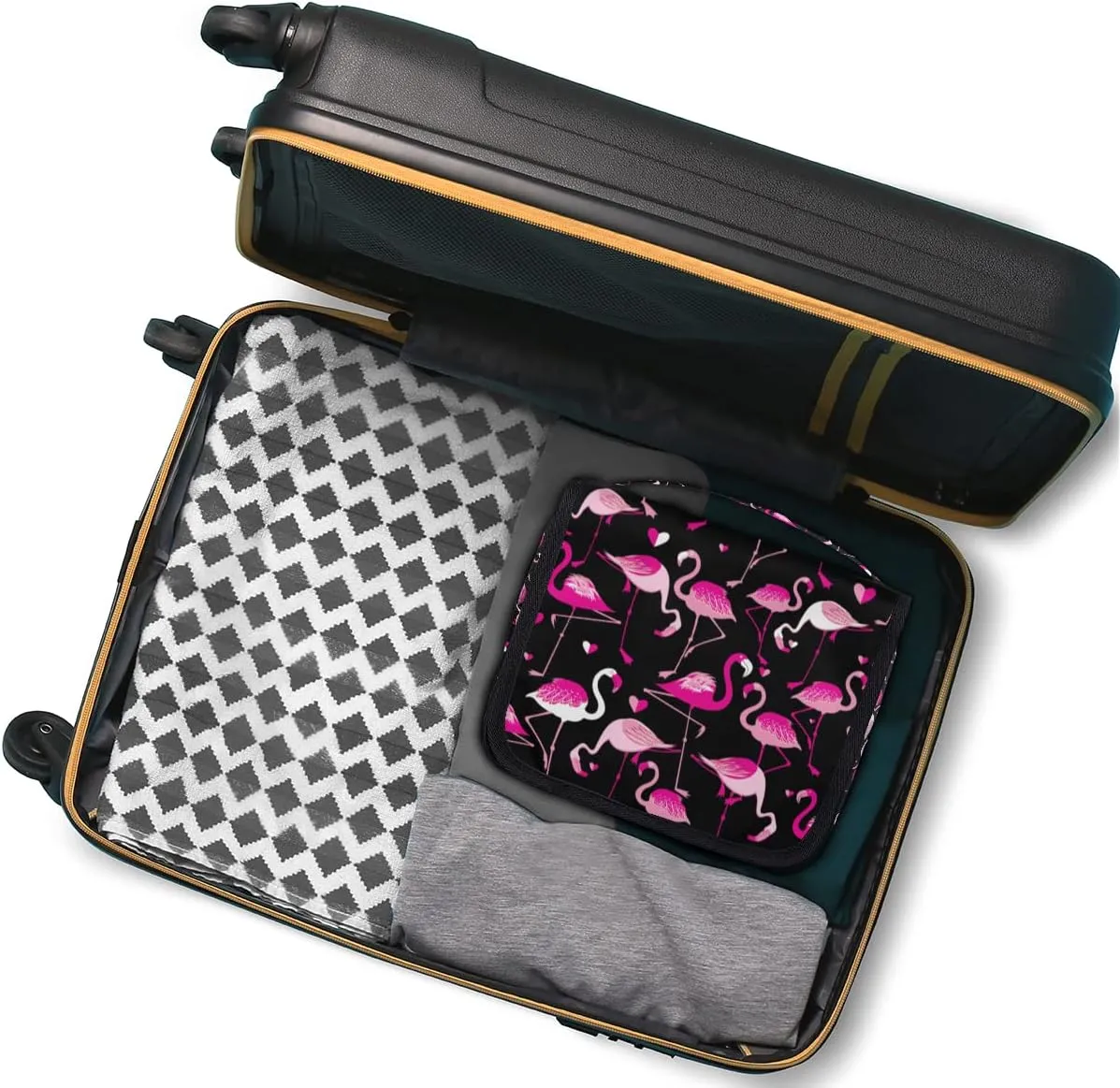 Travel Hanging Toiletry Bag for Women Men Animal Pink Flamingo Cosmetic Bag Waterproof Makeup Organizer for Accessories, Shampoo, Full Sized Container, Toiletries for Bathroom Shower