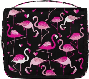 Travel Hanging Toiletry Bag for Women Men Animal Pink Flamingo Cosmetic Bag Waterproof Makeup Organizer for Accessories, Shampoo, Full Sized Container, Toiletries for Bathroom Shower