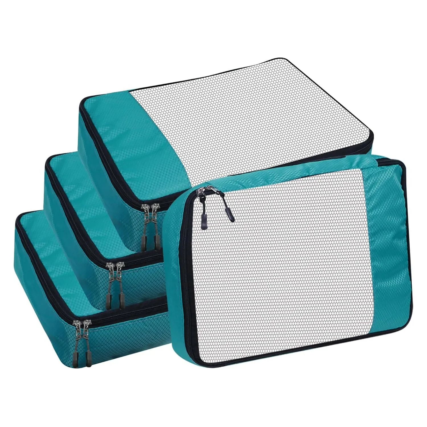 Travel Packing Cubes Polyester Organizer Bags (Pack of 4,Airport Blue)