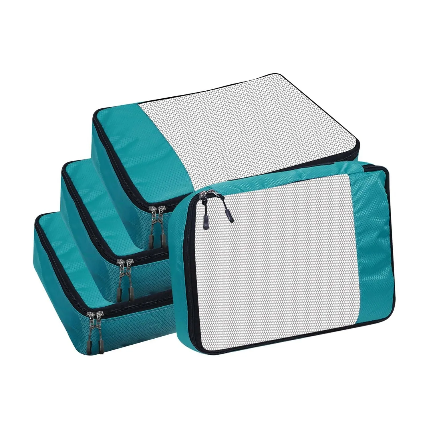 Travel Packing Cubes Polyester Organizer Bags (Pack of 4,Airport Blue)