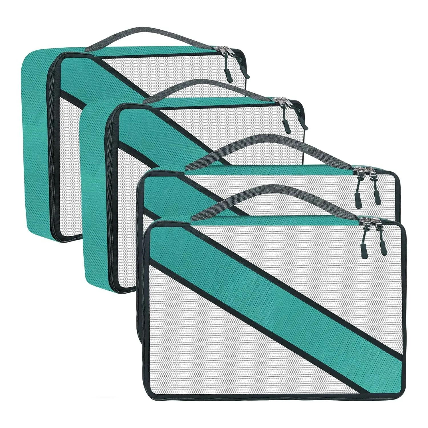 Travel Packing Cubes Polyester Organizer Bags (Pack of 4,Airport Blue)
