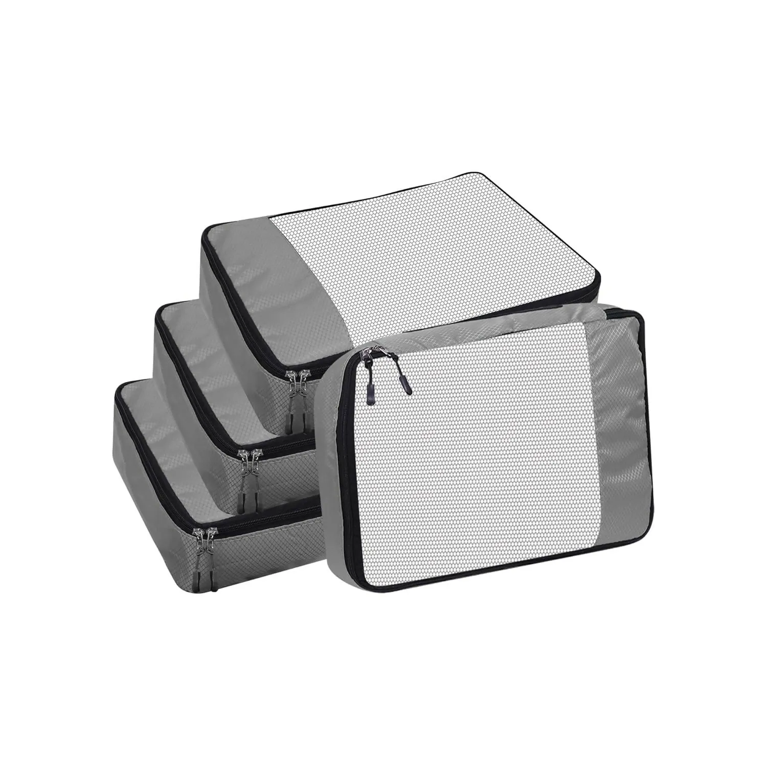 Travel Packing Cubes Polyester Organizer Bags (Pack of 4,Grey)