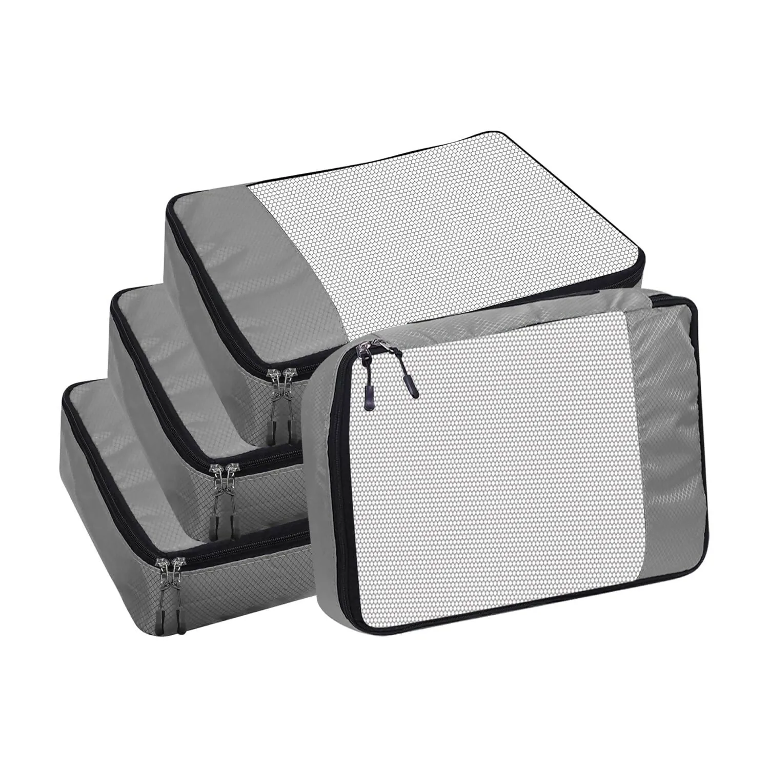 Travel Packing Cubes Polyester Organizer Bags (Pack of 4,Grey)