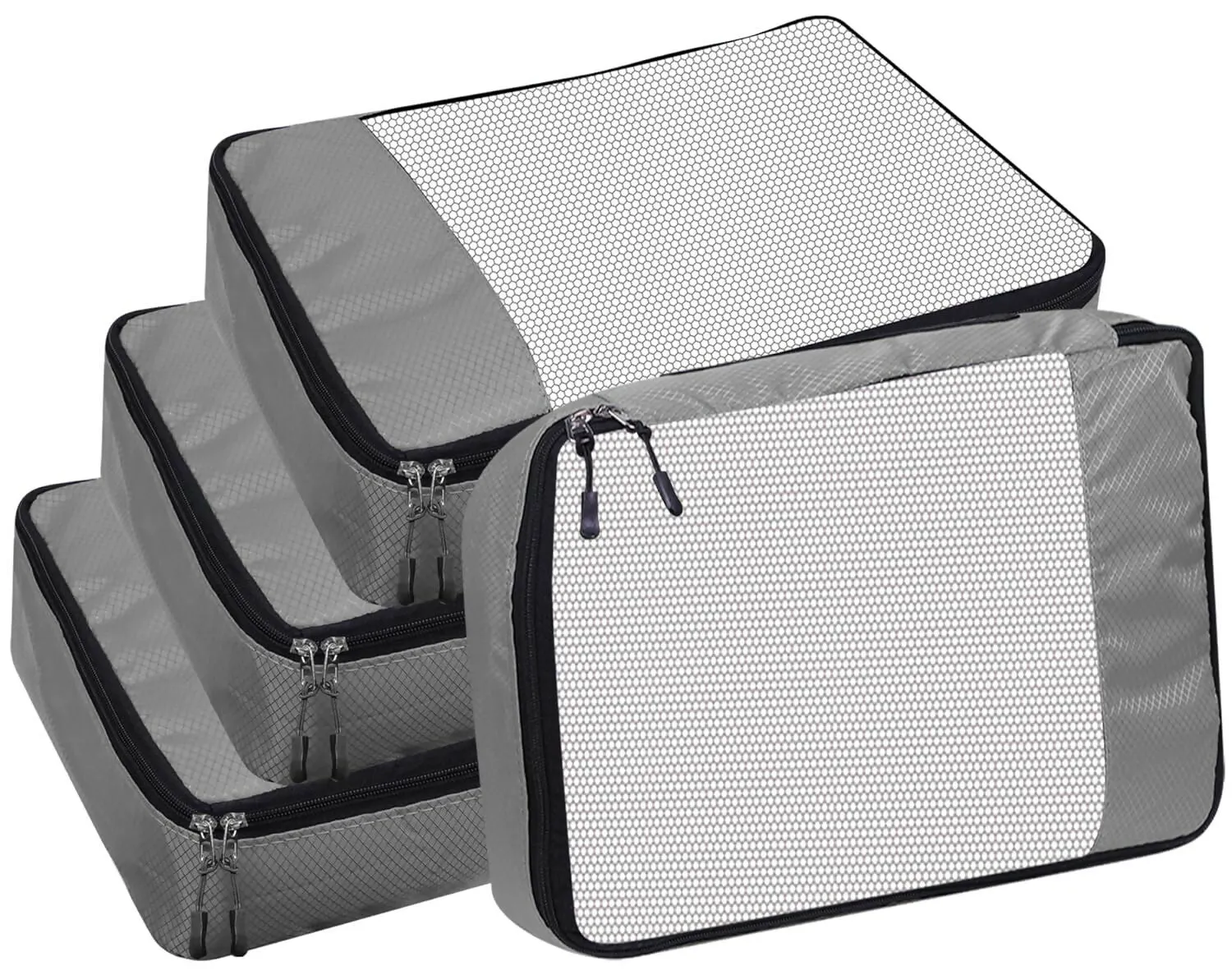 Travel Packing Cubes Polyester Organizer Bags (Pack of 4,Grey)