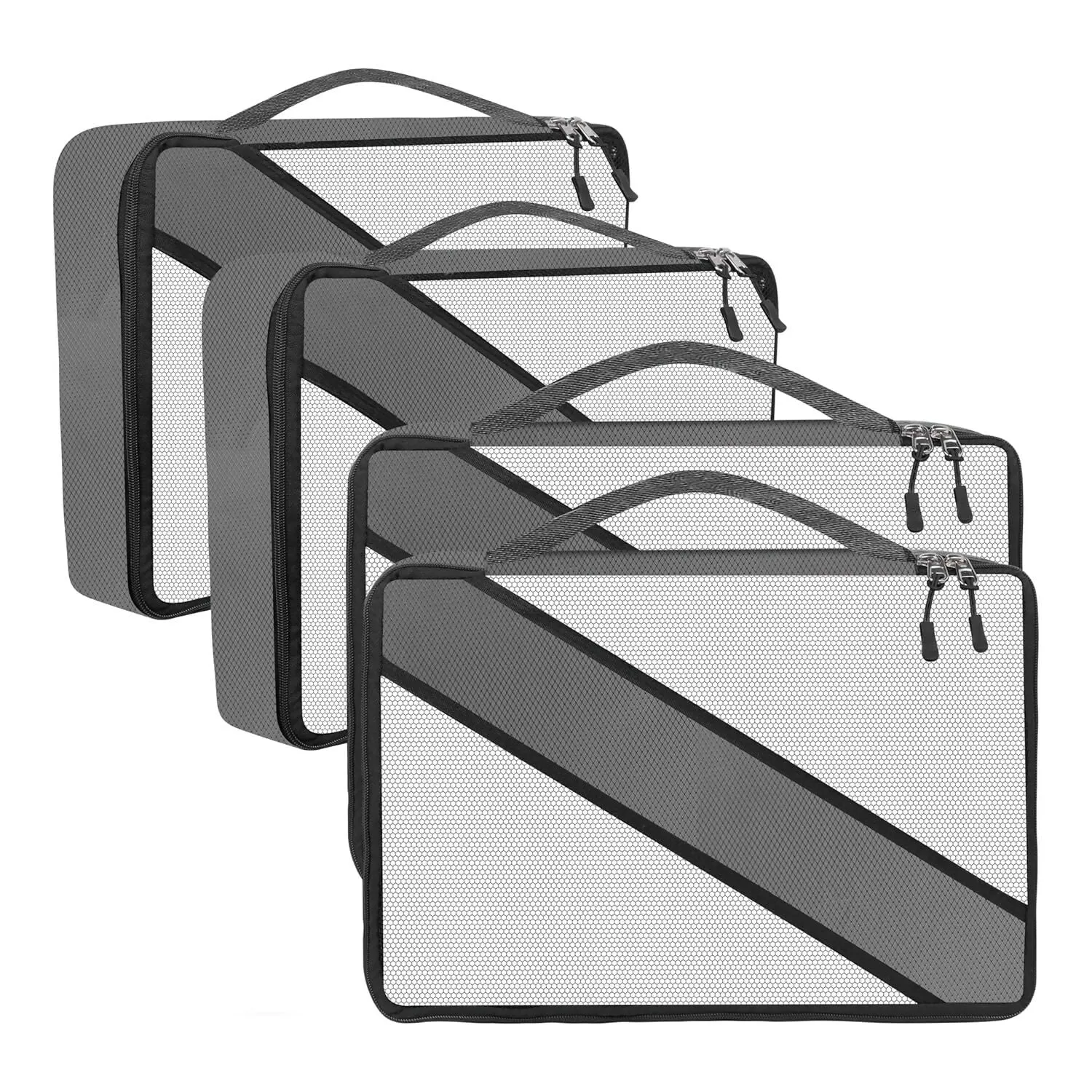 Travel Packing Cubes Polyester Organizer Bags (Pack of 4,Grey)