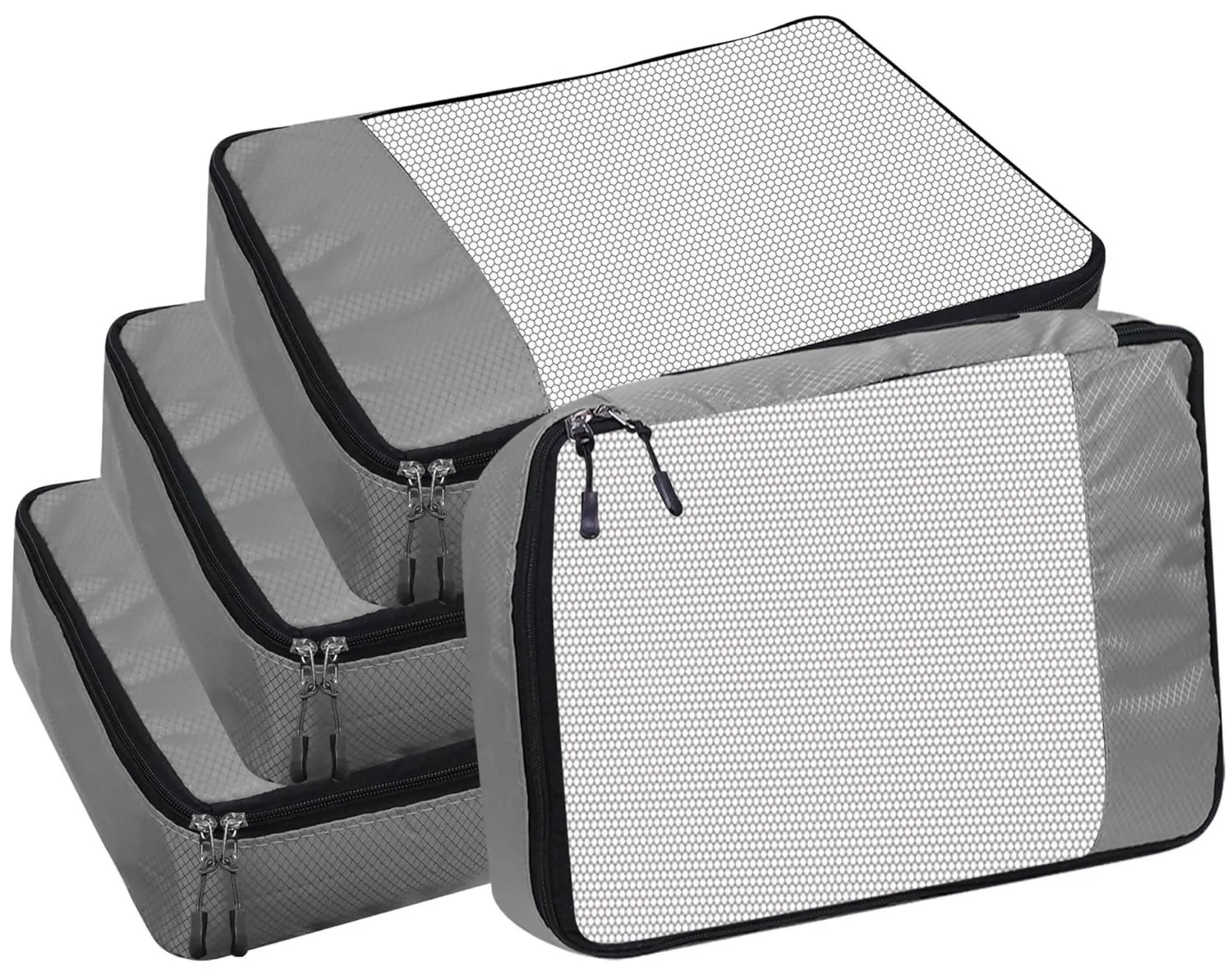 Travel Packing Cubes Set Polyester Organizer Bags (Pack of 4,Grey)