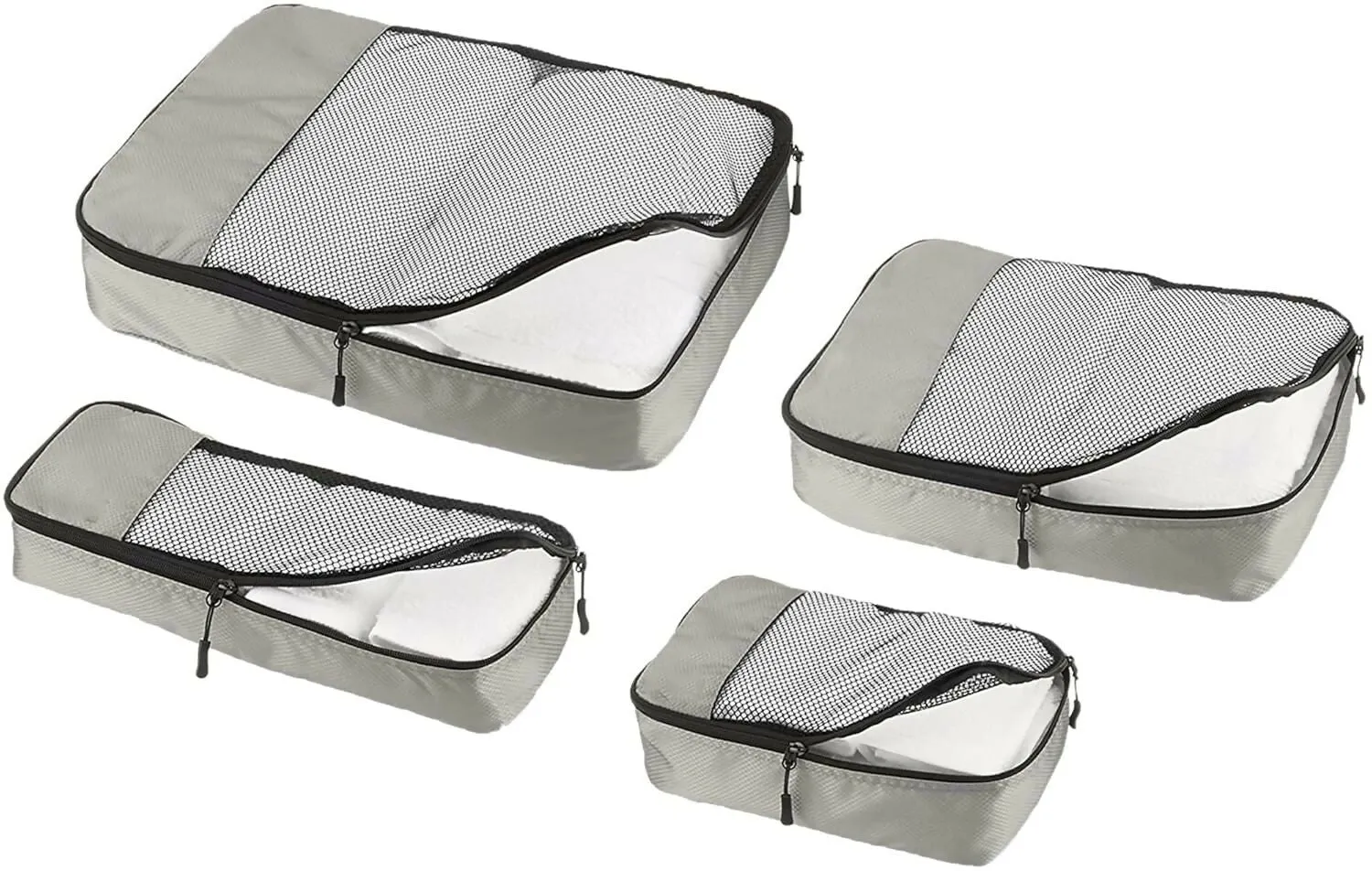 Travel Packing Cubes Set Polyester Organizer Bags (Pack of 4,Grey)