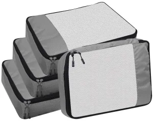 Travel Packing Cubes Set Polyester Organizer Bags (Pack of 4,Grey)
