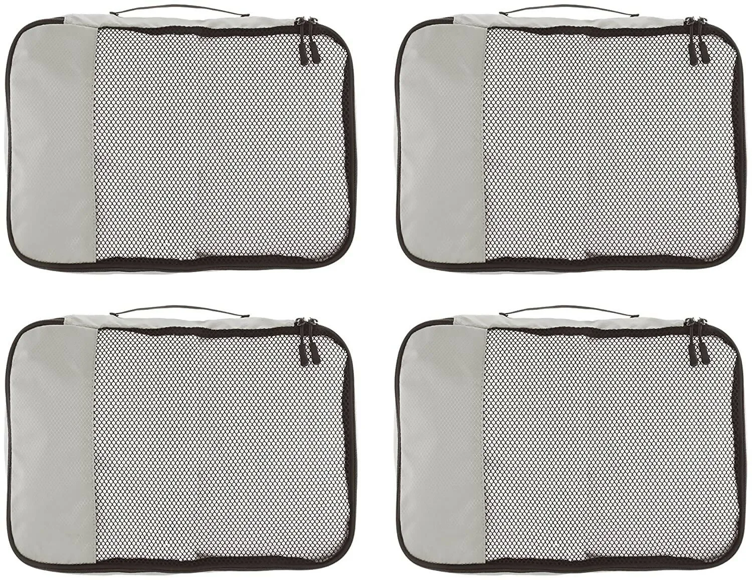 Travel Packing Cubes Set Polyester Organizer Bags (Pack of 4,Grey)