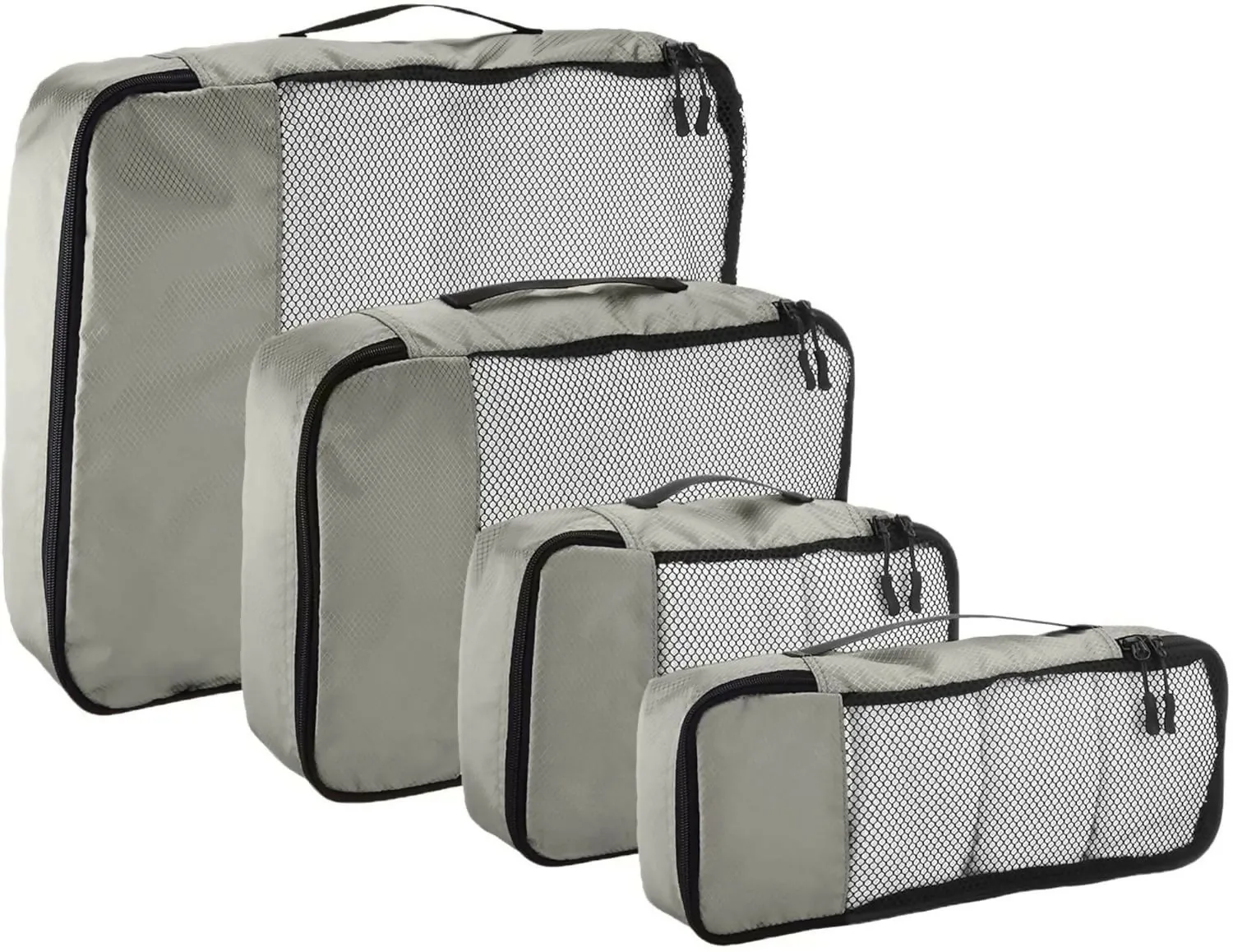 Travel Packing Cubes Set Polyester Organizer Bags (Pack of 4,Grey)