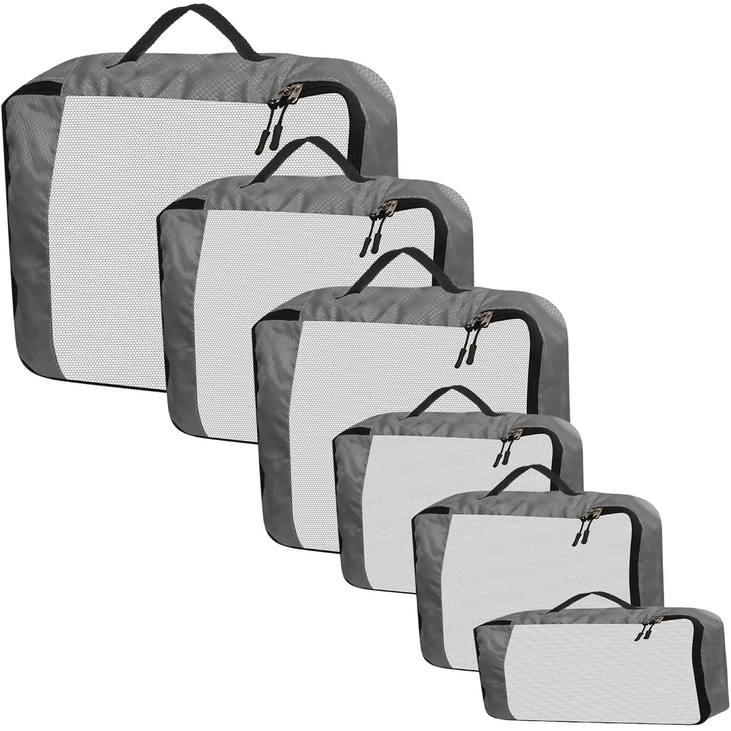 Travel Packing Cubes Set Polyester Organizer Bags (Pack of 4,Grey)